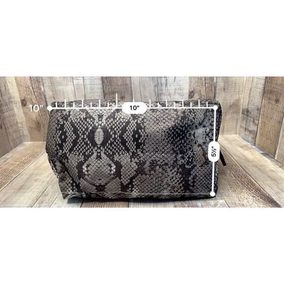 Nicole Miller Insulated Lunch Bag Cooler Tote Gray Silver Snakeskin 10" x 6" x 9 - Picture 11 of 12